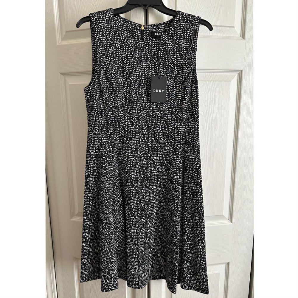 DKNY Black & White Fit & Flare Dress, Size 10, NWT
